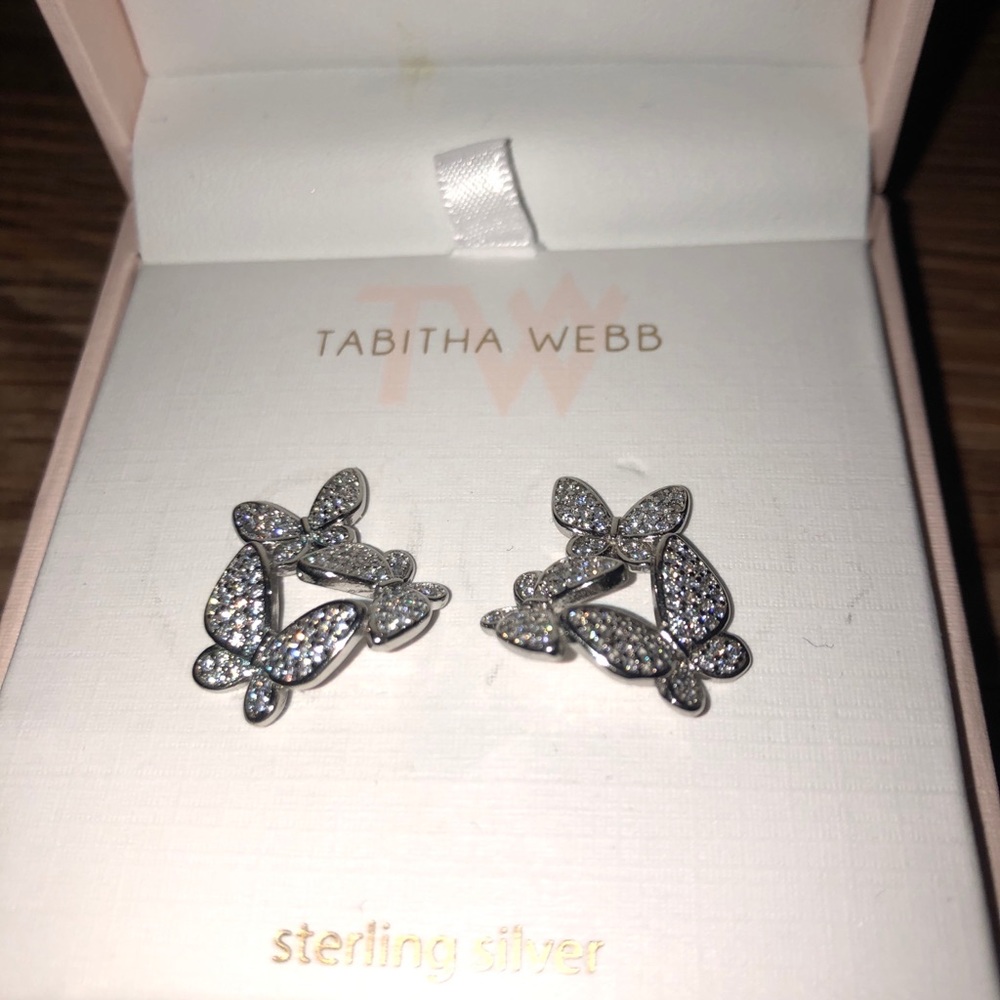 Sterling Silver butterfly stud earring set - Picture 2 of 2